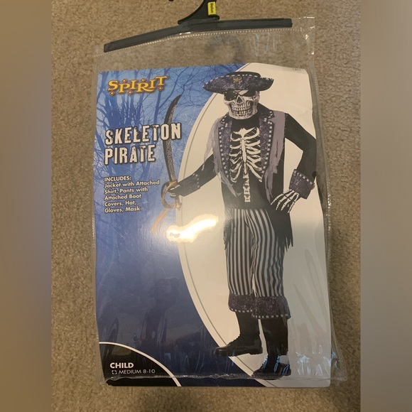 Skeleton Pirate Spirit Halloween Costume Size 8-10 - Picture 1 of 4